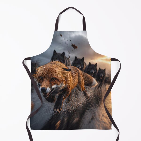 Item preview, Run for Survival – Red Fox Escaping the Wolf Pack designed and sold by DreamyWallVibes.