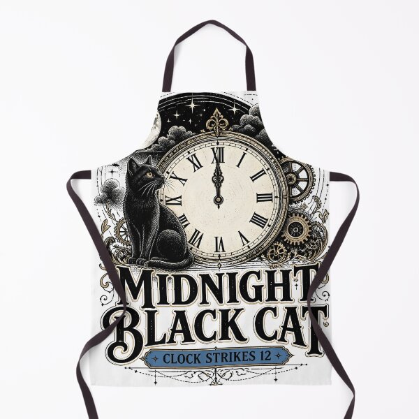 Item preview, Midnight Black Cat Clock Strikes 12 Line Art + Dotwork designed and sold by KristenosNehk.