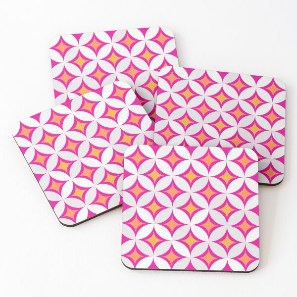 Item preview, Retro Neon Pink and Orange Geometric Diamond Star Pattern designed and sold by CreativeCanvas8.