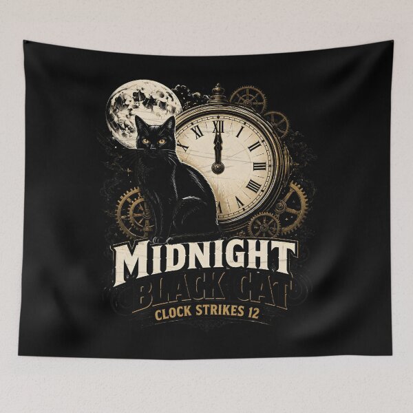 Item preview, Midnight Black Cat Clock Strikes 12 Noir Comic designed and sold by KristenosNehk.