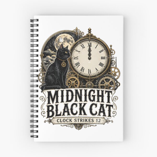 Item preview, Midnight Black Cat Clock Strikes 12 Steampunk Vintage designed and sold by KristenosNehk.