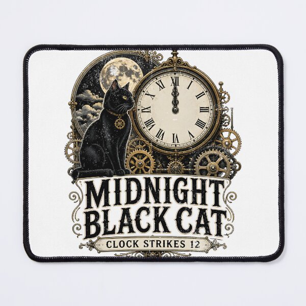 Item preview, Midnight Black Cat Clock Strikes 12 Steampunk Vintage designed and sold by KristenosNehk.