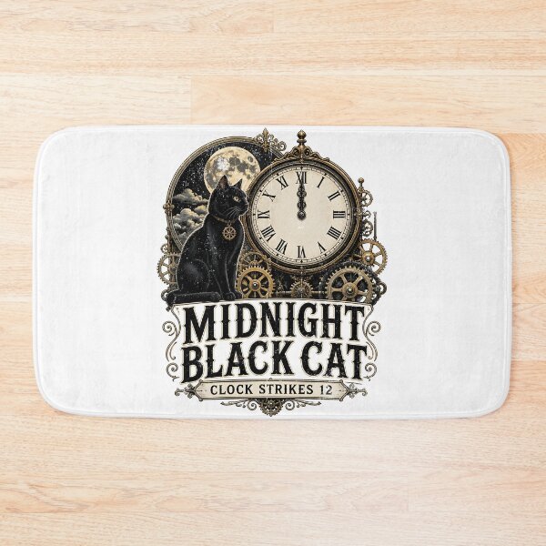 Item preview, Midnight Black Cat Clock Strikes 12 Steampunk Vintage designed and sold by KristenosNehk.
