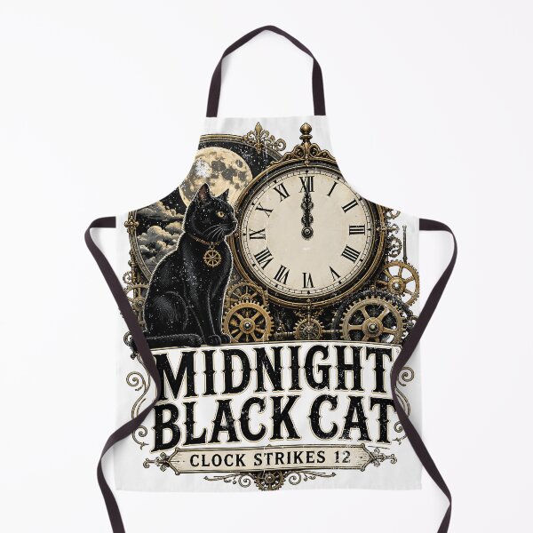 Item preview, Midnight Black Cat Clock Strikes 12 Steampunk Vintage designed and sold by KristenosNehk.