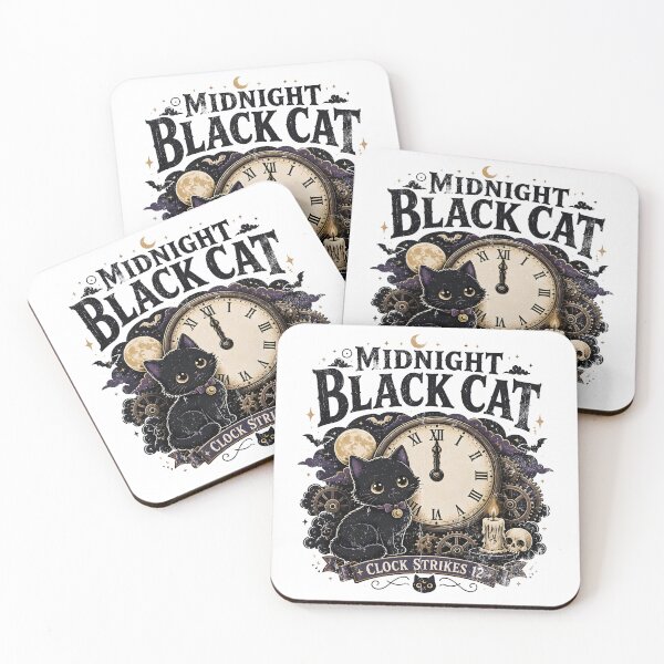 Item preview, Midnight Black Cat Clock Strikes 12 Cute Dark Kawaii designed and sold by KristenosNehk.