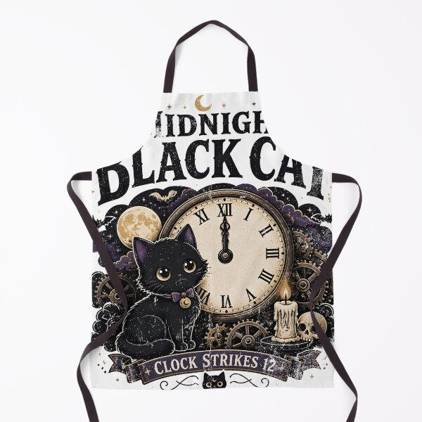 Item preview, Midnight Black Cat Clock Strikes 12 Cute Dark Kawaii designed and sold by KristenosNehk.