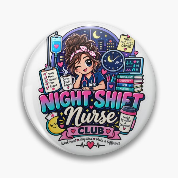 Item preview, Night Shift Nurse Club – Funny Night Shift Nursing Sticker designed and sold by Dr. Heartbeat.