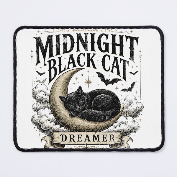 Item preview, Midnight Black Cat Dreamer Vintage Engraving designed and sold by BernoNickel.