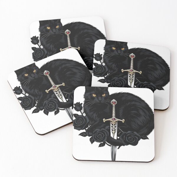 Item preview, Gothic Black Cat Dagger and Black Rose Emblem designed and sold by IllumeInk.