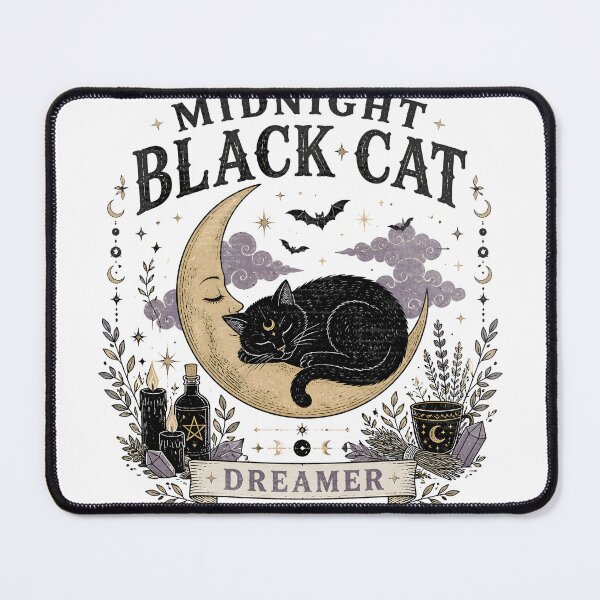 Item preview, Midnight Black Cat Dreamer Witchy Occult designed and sold by KristenosNehk.