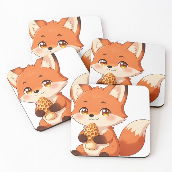 Item preview, Cute Red Fox Kit with Morel Mushroom designed and sold by pumsquare.
