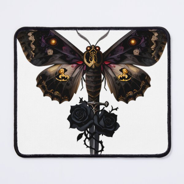 Item preview, Gothic Deaths-Head Hawkmoth Dagger and Black Rose designed and sold by IllumeInk.