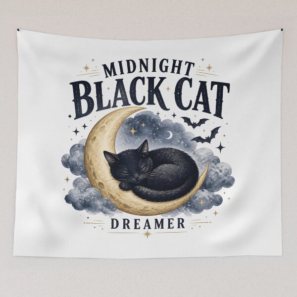 Item preview, Midnight Black Cat Dreamer Watercolor Fantasy designed and sold by BernoNickel.