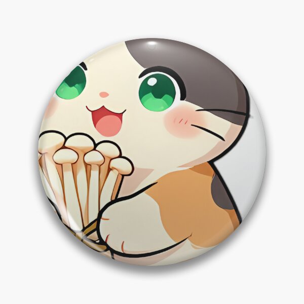 Item preview, Cute Calico Kitten with Enoki Mushroom Bouquet designed and sold by pumsquare.