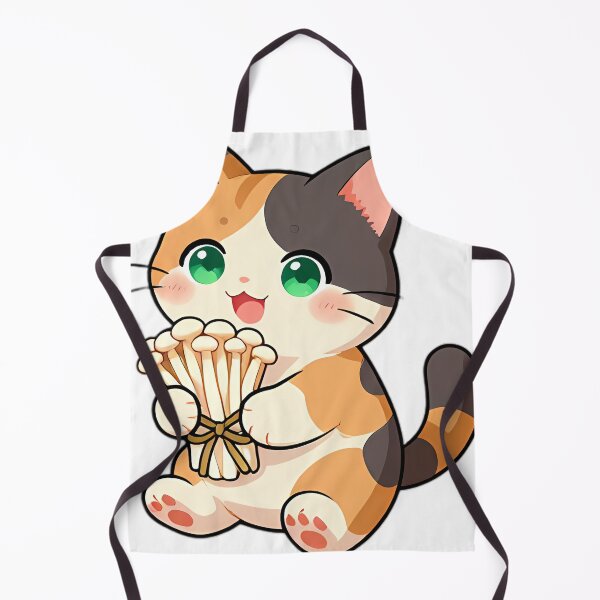 Item preview, Cute Calico Kitten with Enoki Mushroom Bouquet designed and sold by pumsquare.