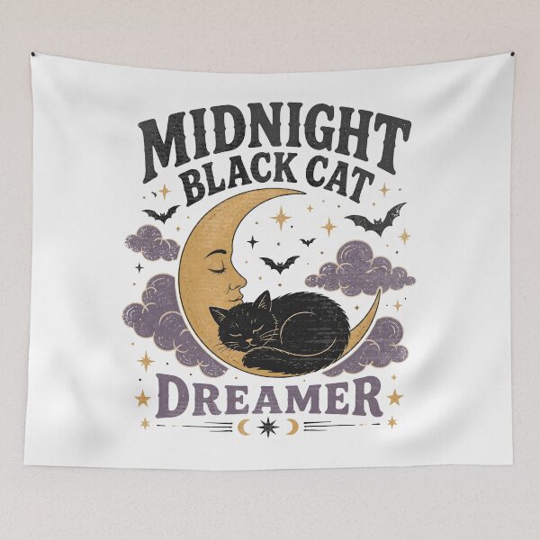 Item preview, Midnight Black Cat Dreamer Retro Halloween designed and sold by BernoNickel.