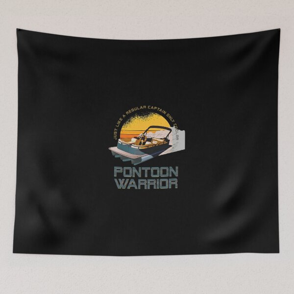 Aperçu de l'œuvre Pontoon Warrior Retro Sunset Boating Watercraft Fun créée et vendue par HassanPonce.