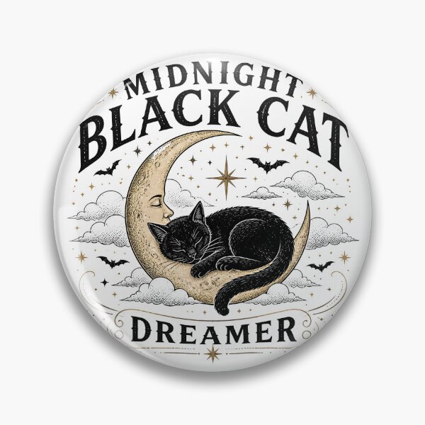 Item preview, Midnight Black Cat Dreamer Line Art + Dotwork designed and sold by KristenosNehk.