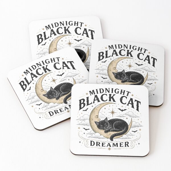 Item preview, Midnight Black Cat Dreamer Line Art + Dotwork designed and sold by KristenosNehk.