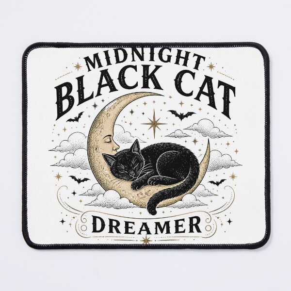 Item preview, Midnight Black Cat Dreamer Line Art + Dotwork designed and sold by KristenosNehk.