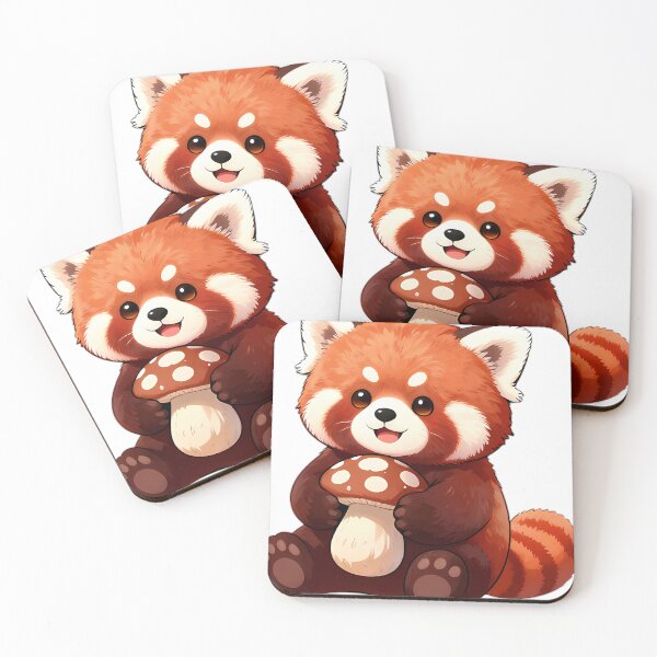 Item preview, Cute Red Panda with Shiitake Mushroom designed and sold by pumsquare.