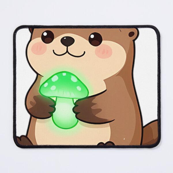 Item preview, Cute Sea Otter with Glowing Foxfire Bioluminescent Mushroom designed and sold by pumsquare.