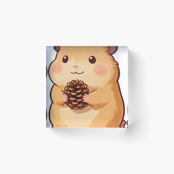 Item preview, Cute Golden Hamster with Pine Cone & Wood Ear Mushroom designed and sold by pumsquare.
