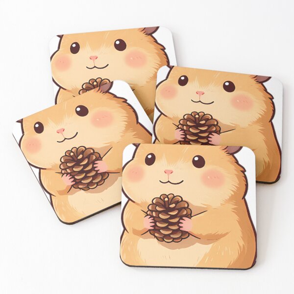 Item preview, Cute Golden Hamster with Pine Cone & Wood Ear Mushroom designed and sold by pumsquare.