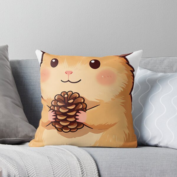 Item preview, Cute Golden Hamster with Pine Cone & Wood Ear Mushroom designed and sold by pumsquare.