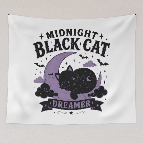 Item preview, Midnight Black Cat Dreamer Cute Dark Kawaii designed and sold by KristenosNehk.