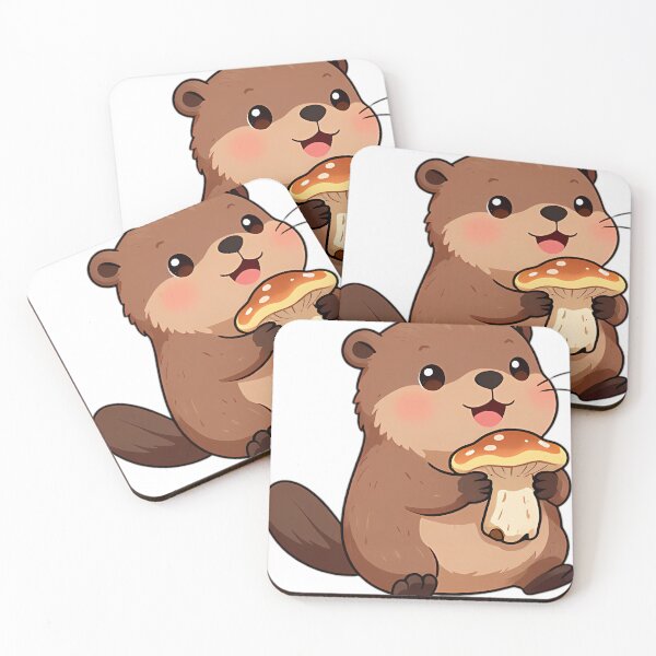 Item preview, Cute Baby Beaver with Birch Polypore Bracket Fungi designed and sold by pumsquare.
