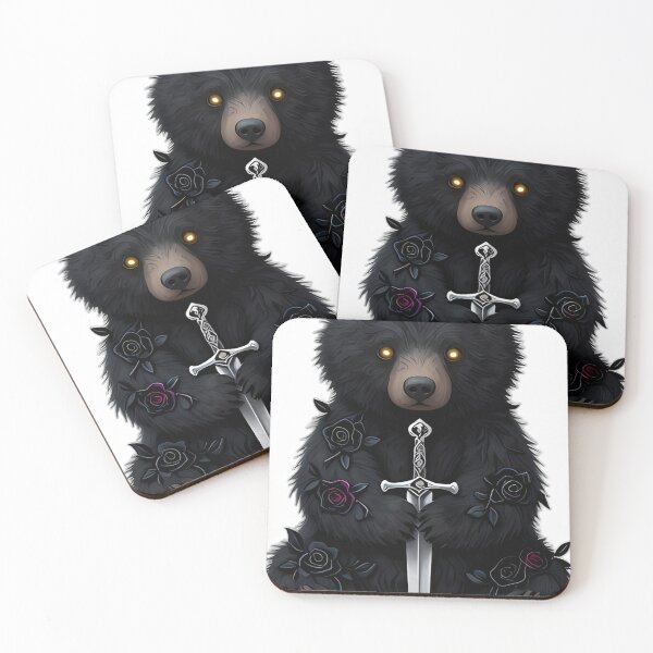 Item preview, Gothic Black Bear Cub Dagger and Black Rose designed and sold by IllumeInk.
