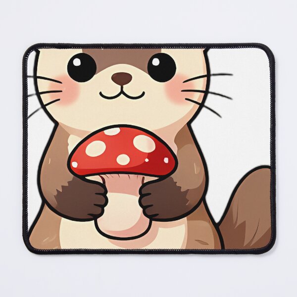 Item preview, Cute Ferret with Scarlet Elf Cup Mushroom designed and sold by pumsquare.