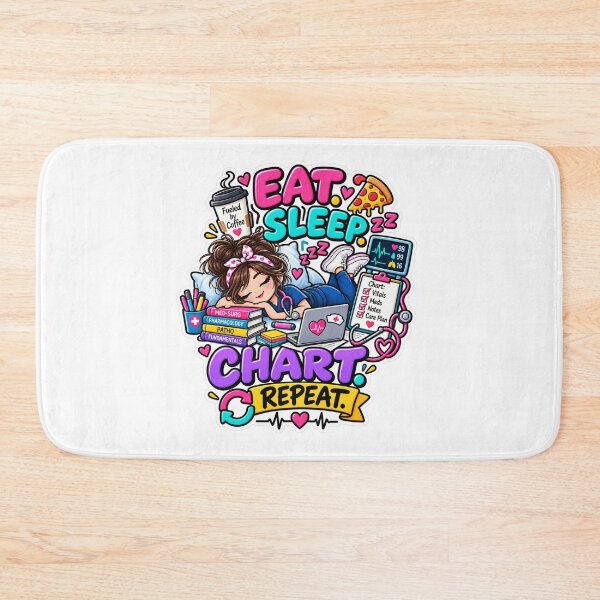 Item preview, Eat Sleep Chart Repeat – Funny Nurse Life Nursing Sticker designed and sold by Dr. Heartbeat.