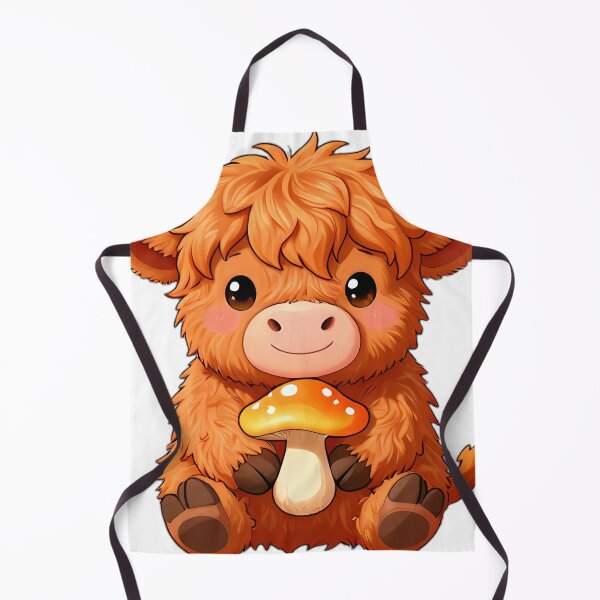 Item preview, Cute Highland Cow Calf with Golden Waxy Cap Mushroom designed and sold by pumsquare.