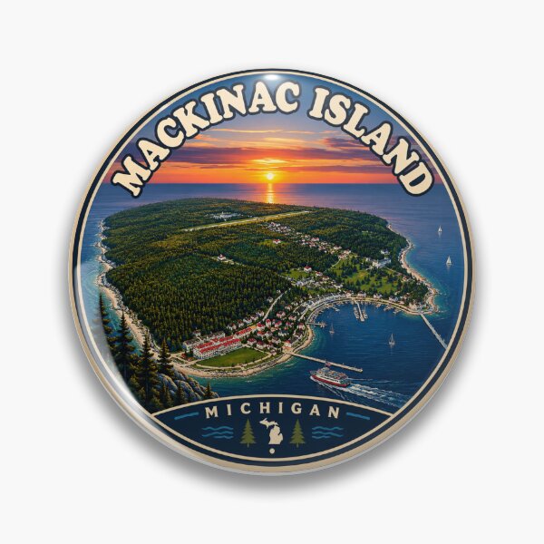 Item preview, Mackinac Island Michigan Vintage Travel Badge designed and sold by Swanny's Custom T-shirt and Gift Designs.