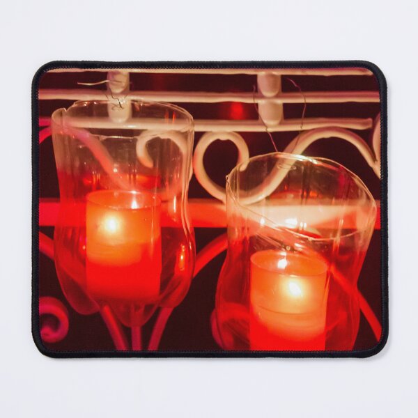 Item preview, Romantic Red Glass Candle Holders On An Ornate Iron Railing Create Warm Ambient Glow designed and sold by Nmallia.