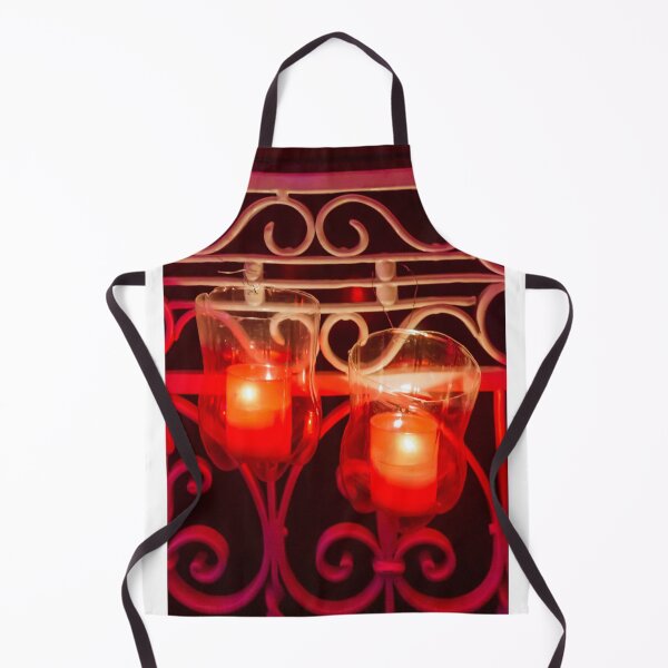Item preview, Romantic Red Glass Candle Holders On An Ornate Iron Railing Create Warm Ambient Glow designed and sold by Nmallia.
