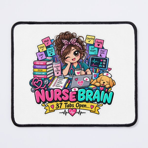 Item preview, Nurse Brain 37 Tabs Open – Funny Nurse Life Sticker designed and sold by Dr. Heartbeat.