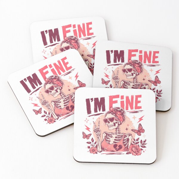 Item preview, I'm Fine Sarcastic Skeleton Goth Mental Health Teen designed and sold by JonesFlora2025.
