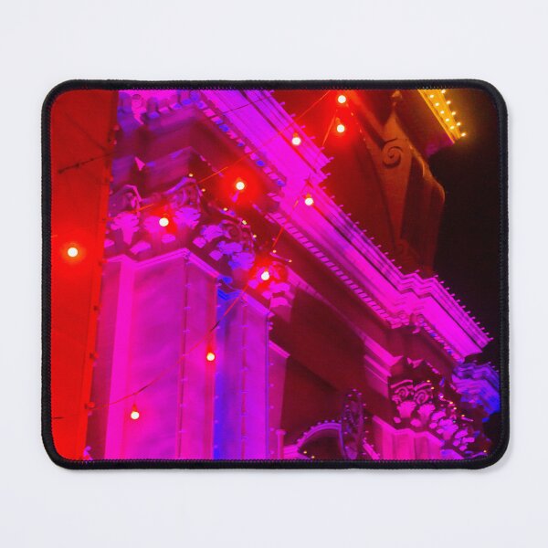 Item preview, Colorful Neon Night Lighting on Historic Building Facade with String Lights and Architectural Details designed and sold by Nmallia.