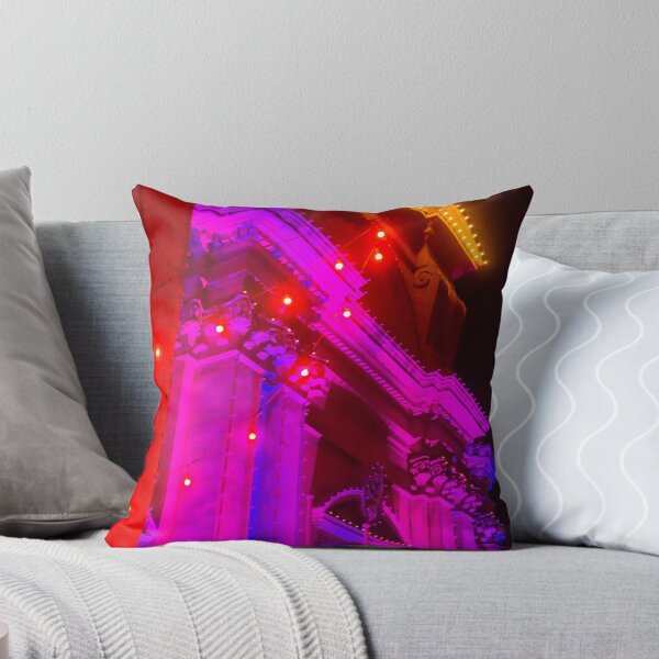 Item preview, Colorful Neon Night Lighting on Historic Building Facade with String Lights and Architectural Details designed and sold by Nmallia.
