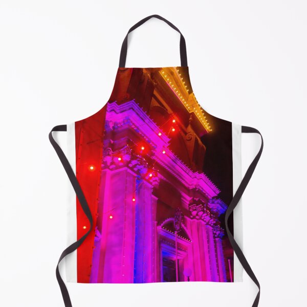 Item preview, Colorful Neon Night Lighting on Historic Building Facade with String Lights and Architectural Details designed and sold by Nmallia.
