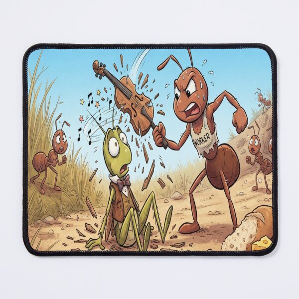 Item preview, Angry Ant Playing Violin to Frustrated Grasshopper Funny Art Print designed and sold by AfresStudio.