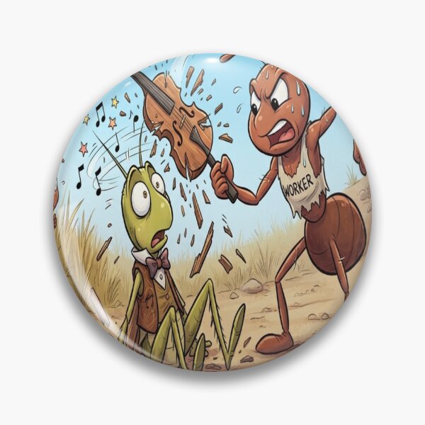 Item preview, Angry Ant Playing Violin to Frustrated Grasshopper Funny Art Print designed and sold by AfresStudio.