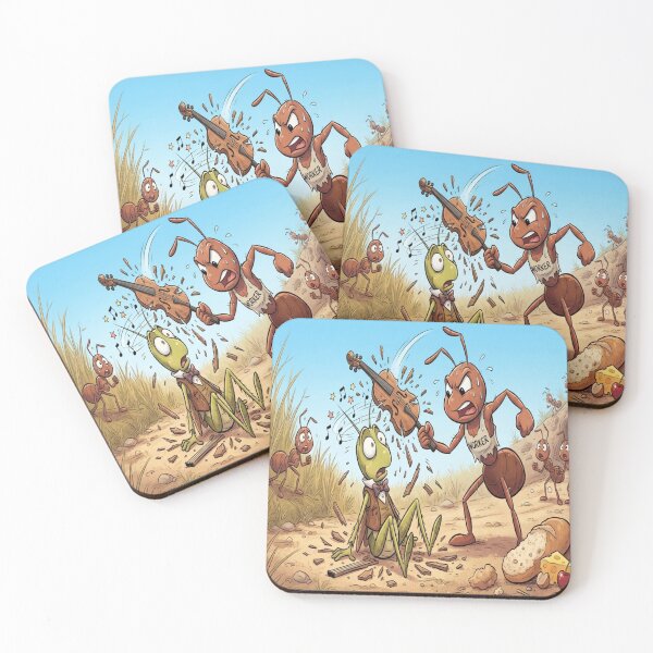 Item preview, Angry Ant Playing Violin to Frustrated Grasshopper Funny Art Print designed and sold by AfresStudio.