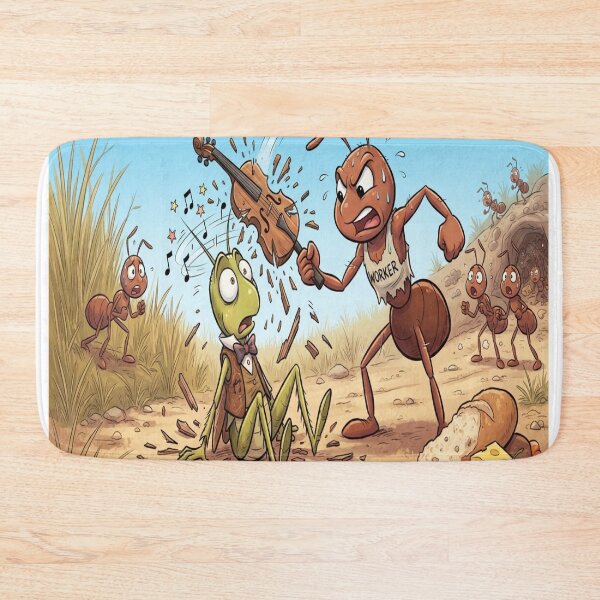 Item preview, Angry Ant Playing Violin to Frustrated Grasshopper Funny Art Print designed and sold by AfresStudio.