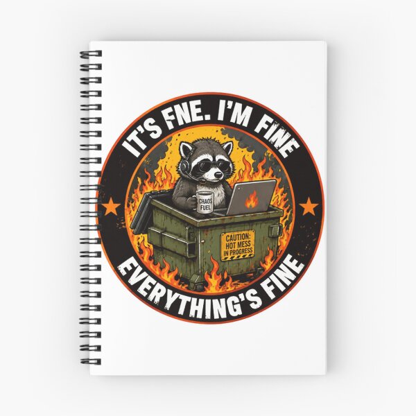 Item preview, It's Fine. I'm Fine Everything's Fine Raccoon Hot Mess Chaos Sarcasm designed and sold by SkeletonsDanger.