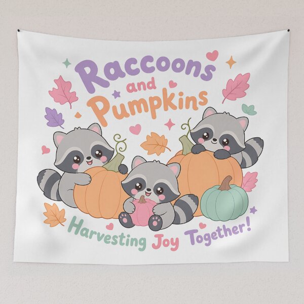 Item preview, Raccoons and Pumpkins Harvesting Joy Autumn designed and sold by CRMediaGroup.