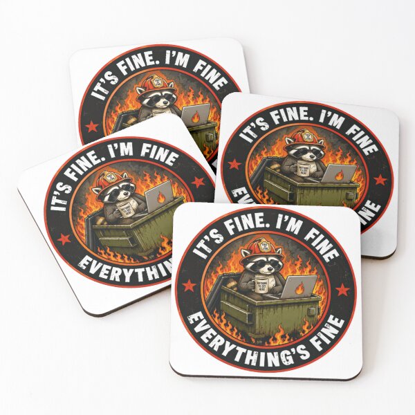 Item preview, It's Fine. I'm Fine Everything's Fine Firefighter Raccoon Meme Humor designed and sold by SkeletonsDanger.